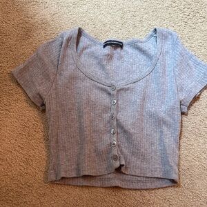 Brandy Melville Light Lavender Ribbed Button Crop Top